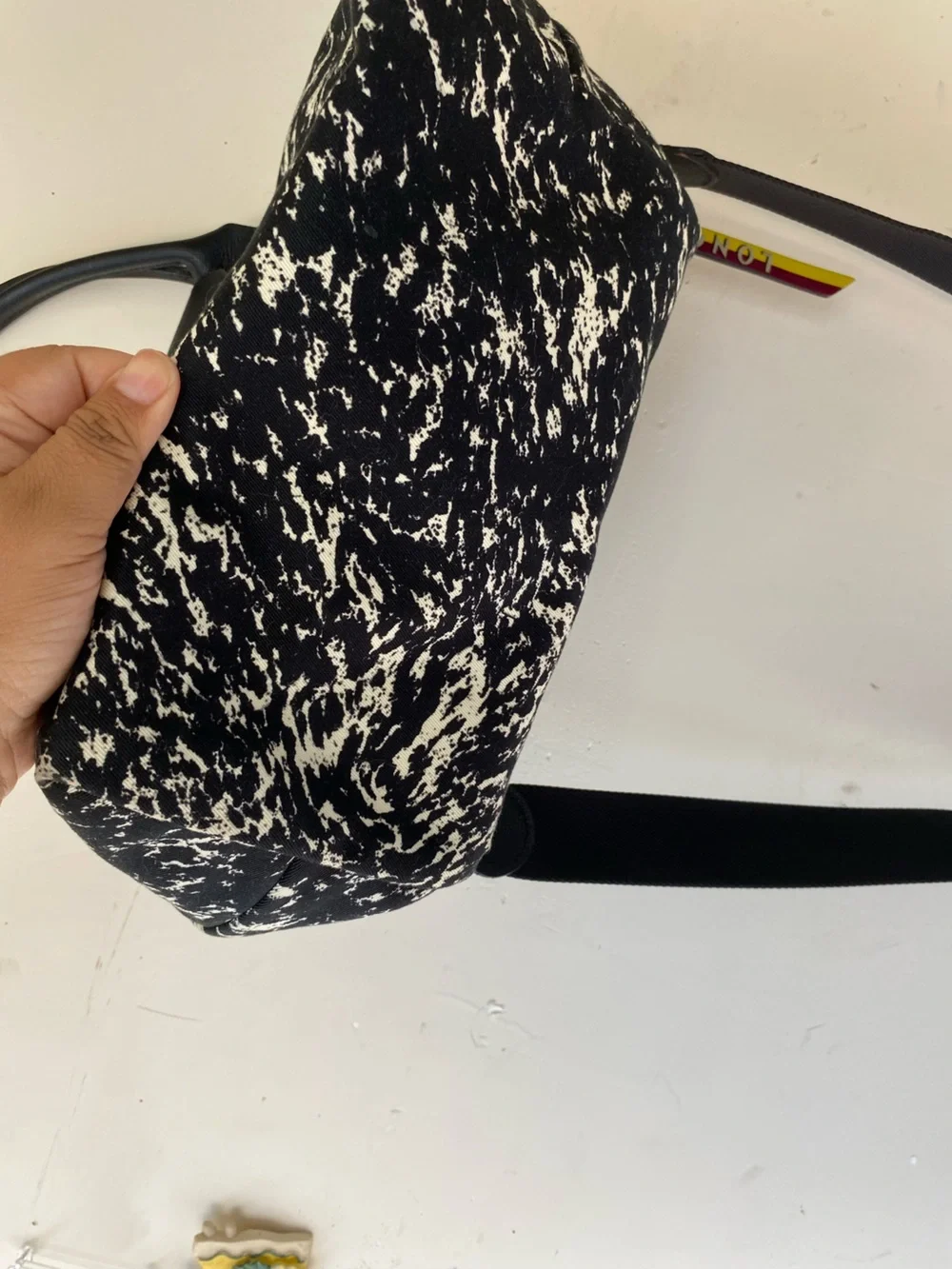 Longchamp Le Pliage Appaloosa Black White Coated Canvas Crossbody Bag Small